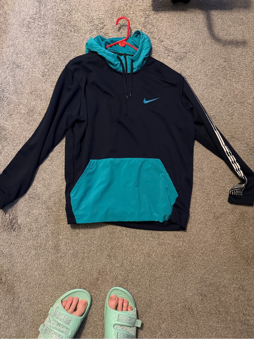 Nike Navy and Teal Dri-FIT Half-Zip Pullover